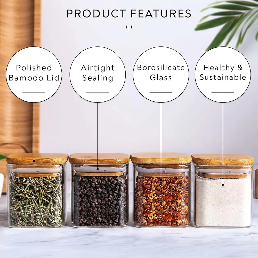 5oz Square Spice Jars with Bam - огляд і ціна Meal Prep Glass Containers With Lids