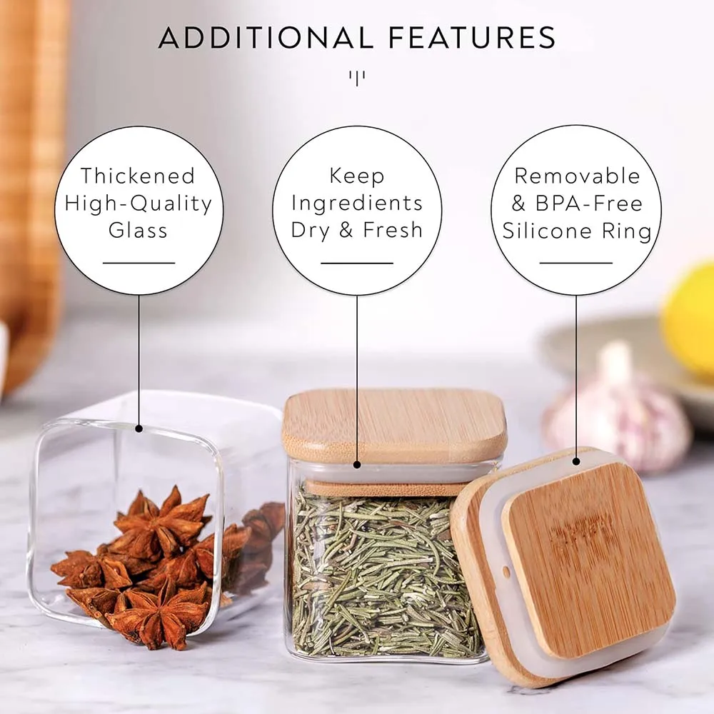 5oz Square Spice Jars with Bam - огляд і ціна Meal Prep Glass Containers With Lids