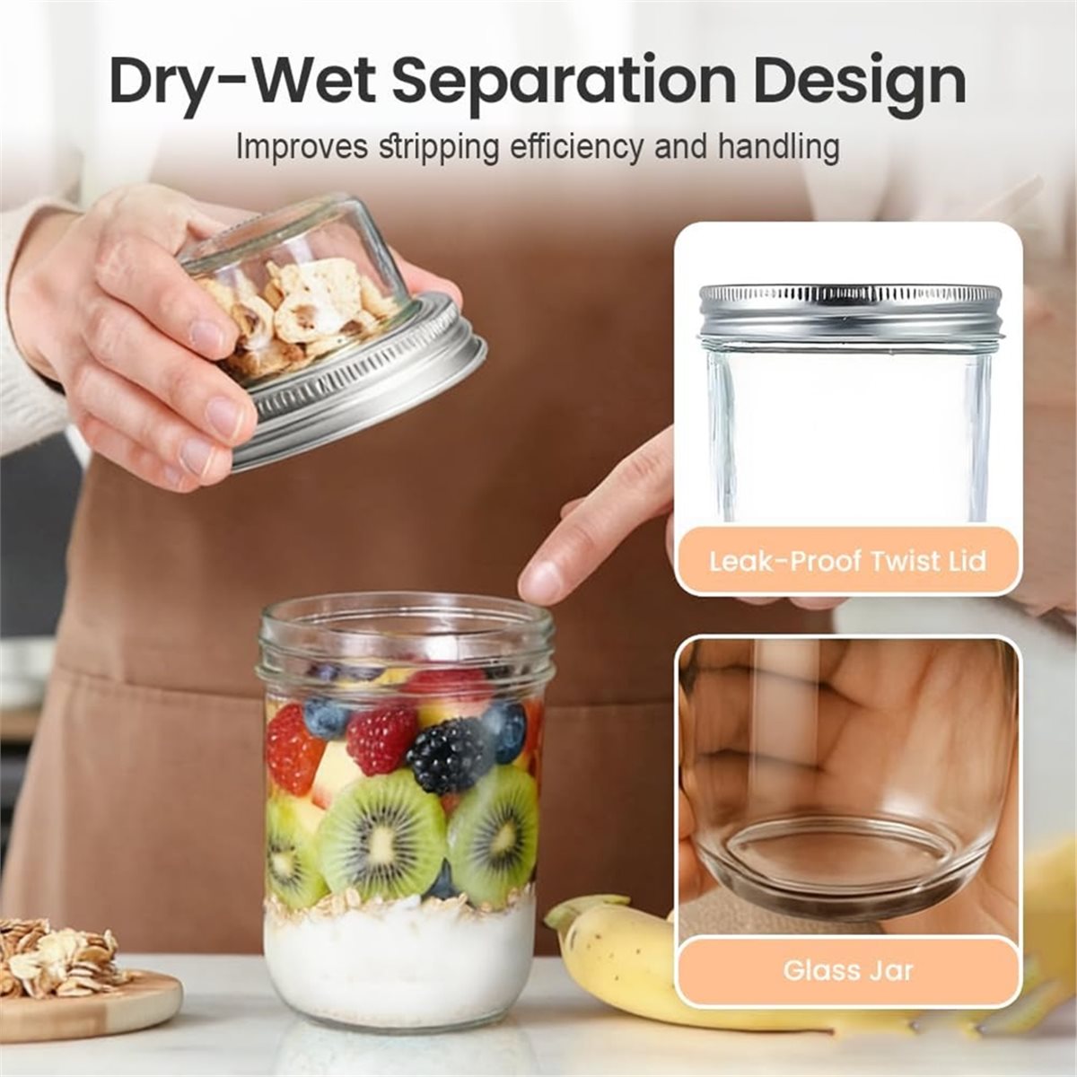 BAAE Overnight Oats Containers - огляд і ціна Meal Prep Glass Containers With Lids