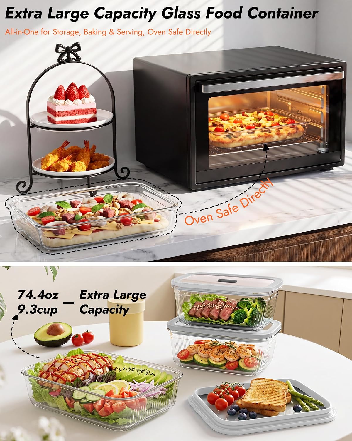 2 Pack Glass Food Storage Cont - огляд і ціна Meal Prep Glass Containers With Lids