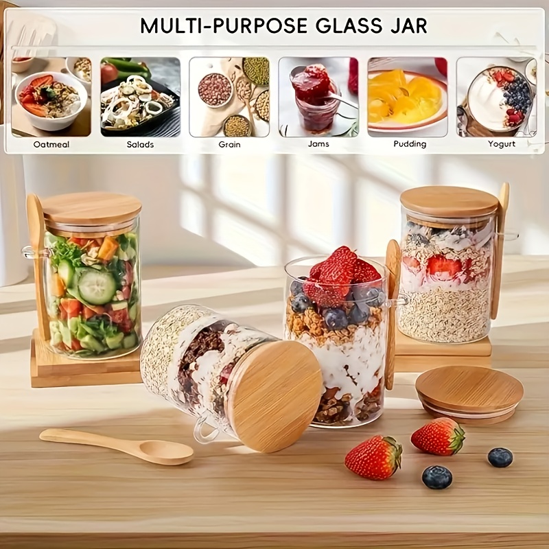 1/2/4/8Pcs Oatmeal Glass Cup S - огляд і ціна Salad Container Jar